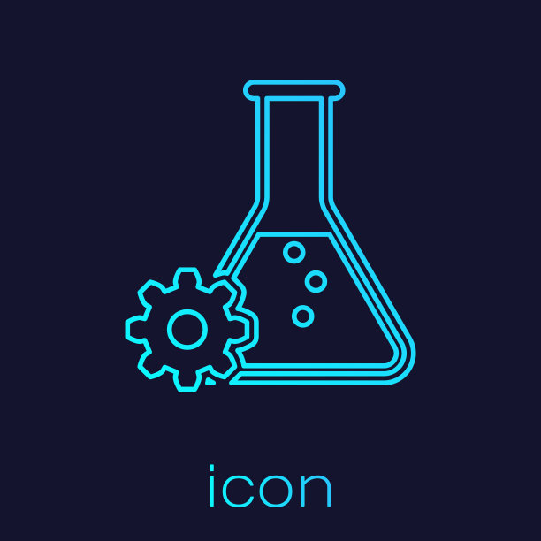 绿松石生物工程线图标孤立在蓝色背景。基因和生物工程元素的图标。生物学，分子，化学图标。矢量图图片下载