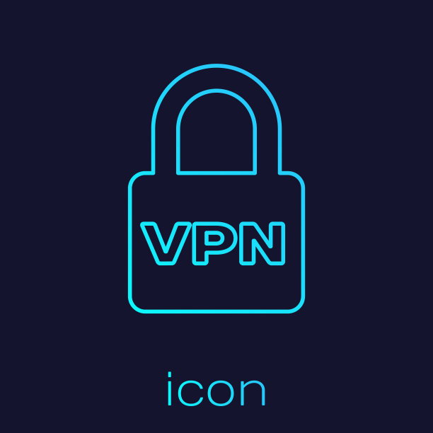 绿松石锁定VPN线路图标隔离在蓝色背景。矢量图图片下载