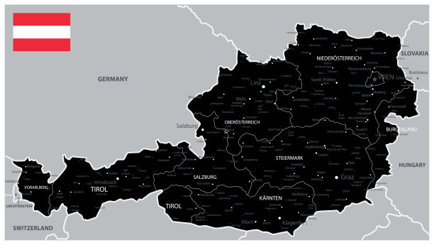 奥地利黑色地图图片下载