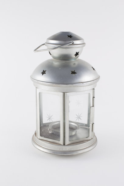 烛台灯玻璃在中性背景图片下载