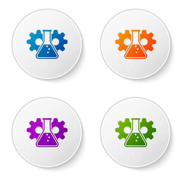 彩色生物工程图标孤立在白色背景。基因和生物工程元素的图标。生物学，分子，化学图标。在圆形按钮中设置图标。矢量图图片下载