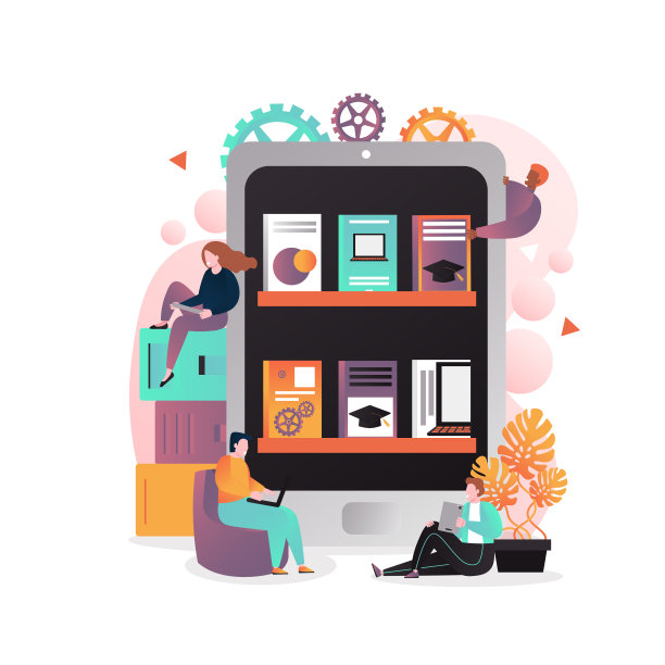 电子图书矢量概念为网络横幅、网站页面图片下载