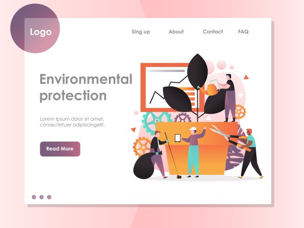 环保矢量网站登陆页面设计模板图片下载