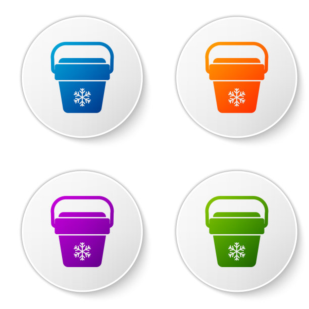 颜色冷却袋图标孤立在白色背景。便携式冰箱袋。手持冰箱。在圆形按钮中设置图标。矢量图图片下载