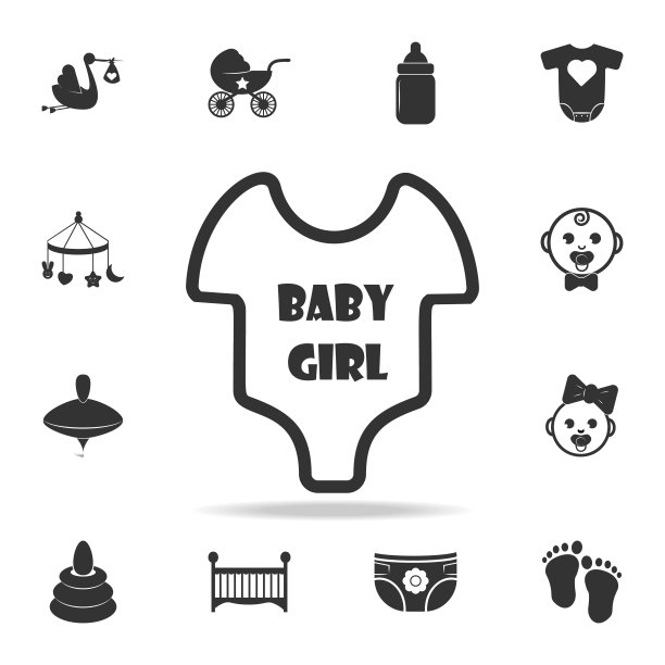 短袖婴儿女孩紧身衣图标。一套儿童和婴儿玩具图标。网络图标优质的图形设计。标志和符号集合，简单的网站图标图片下载