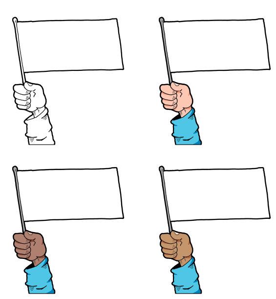 卡通手拿着一个空白的标志。图片下载
