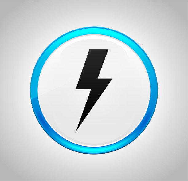 闪电螺栓图标圆形蓝色按钮图片下载