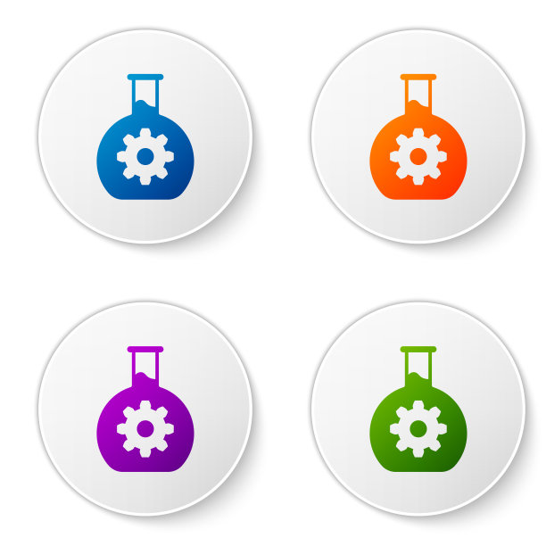 彩色生物工程图标孤立在白色背景。基因和生物工程元素的图标。生物学，分子，化学图标。设置圆形按钮中的颜色图标。矢量图图片下载