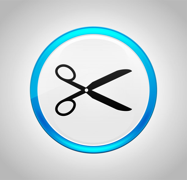 剪子图标圆形蓝色按钮图片下载