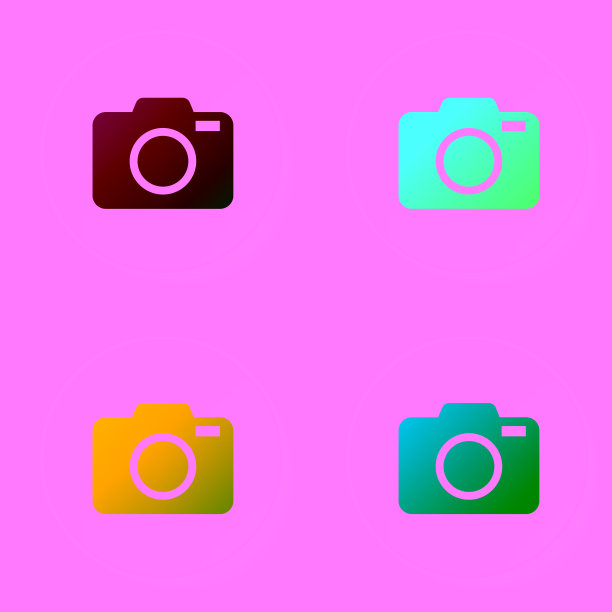 彩色照片相机图标孤立在白色背景。与相机图标。设置圆形按钮中的颜色图标。矢量图图片下载