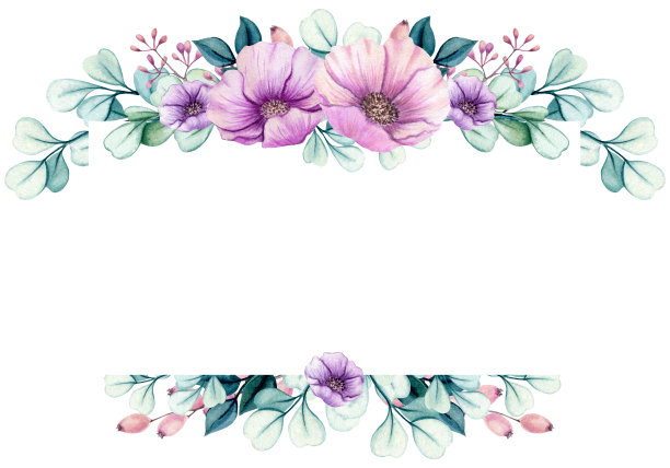 卡片模板与水彩树叶和花图片下载