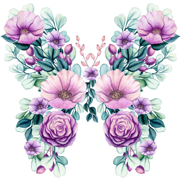 水彩花蝴蝶与花图片下载