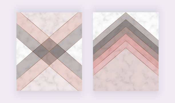 现代几何封面设计与粉红色，灰色三角形形状的大理石纹理。图片下载