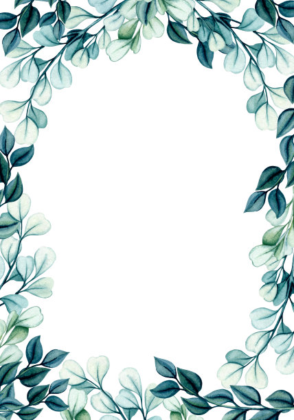 卡片模板与水彩树叶和树枝图片下载