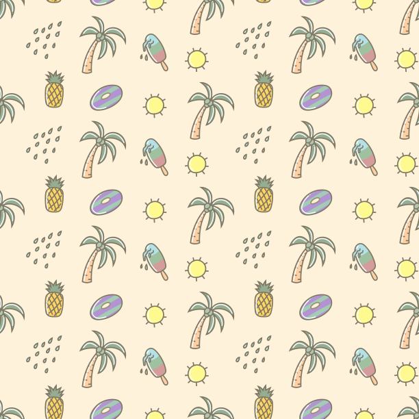 可爱夏日无缝花纹图片下载