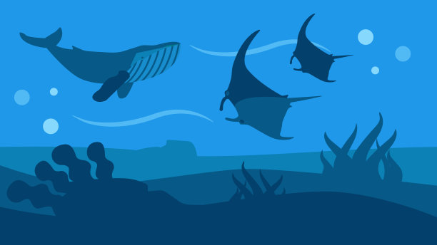 海洋野生动物自然全景平面风格旗帜图片下载