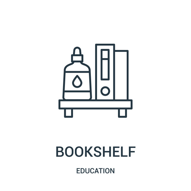 书架图标向量从教育收藏。细线书架轮廓图标矢量插图。图片下载