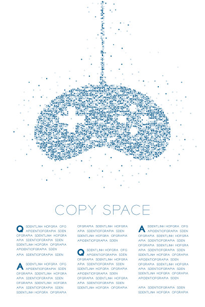 复古手柄或手柄形状的粒子几何正方形盒像素模式，电子竞技游戏控制器设计蓝色插图在白色背景与复制空间，矢量eps 10图片下载