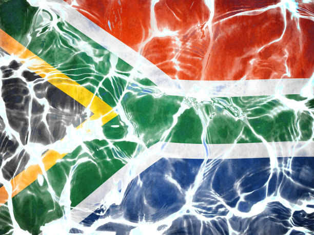 涟漪水面下的南非国旗图片下载