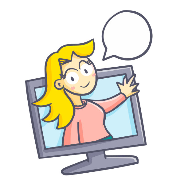 年轻女孩从数字电视中走出来图片下载