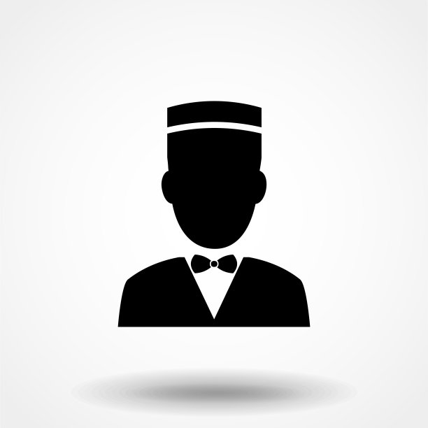 更夫图标。门房符号简单的平面符号。完美的黑色象形插图上的白色背景。图片下载