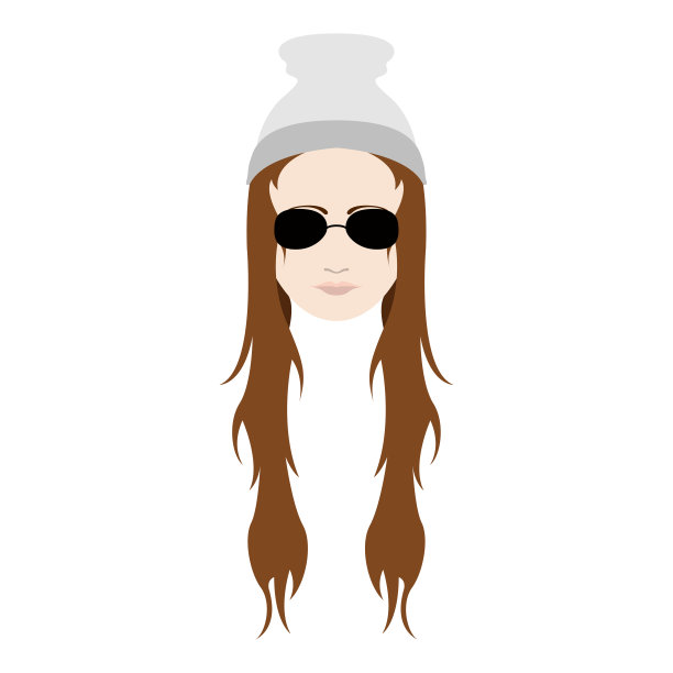 时髦的女孩头像与冬季帽子和眼镜图片下载