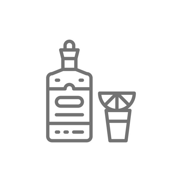 龙舌兰，酒精，热饮与柠檬线图标。图片下载