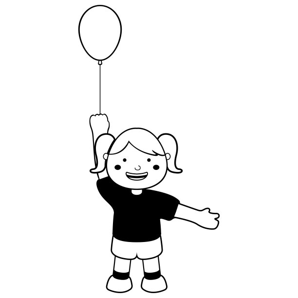 气球图标的快乐女孩图片下载