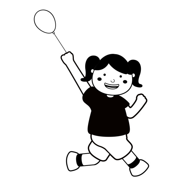 快乐的女孩和一个气球图标一起奔跑图片下载