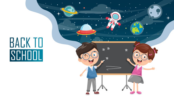 回到学校的孩子的矢量插图素材图片