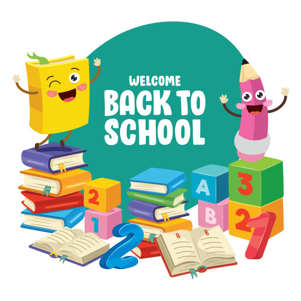 回到学校的孩子的矢量插图图片下载