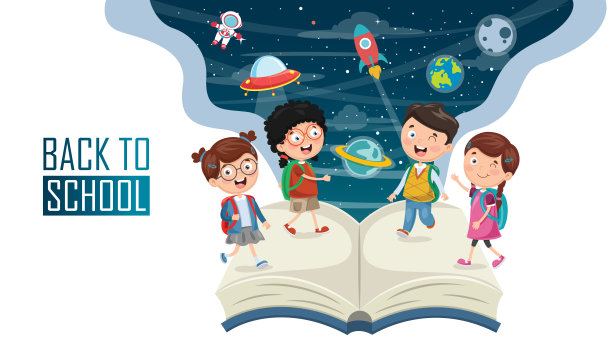 回到学校的孩子的矢量插图素材图片