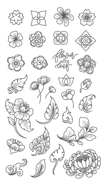 花和叶线剪辑艺术图片下载