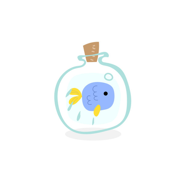 空瓶子与海元素内â鱼。非常适合儿童设计，而不仅仅是图片下载