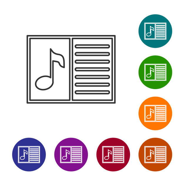 灰色音乐书与备注线图标孤立在白色背景。五线谱乐谱。笔记笔记。矢量图图片下载