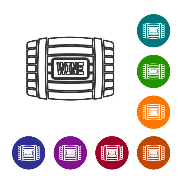 灰色木桶葡萄酒线图标隔离在白色背景。矢量图图片下载