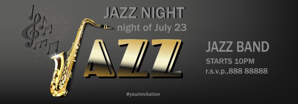 海报，传单邀请爵士音乐会向量图片下载