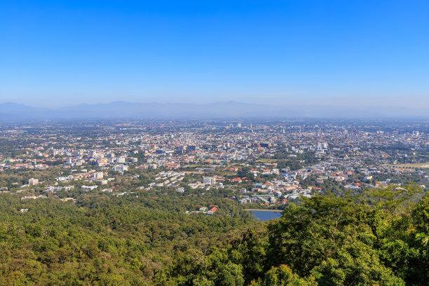从Doi素贴鸟瞰图清迈市图片下载