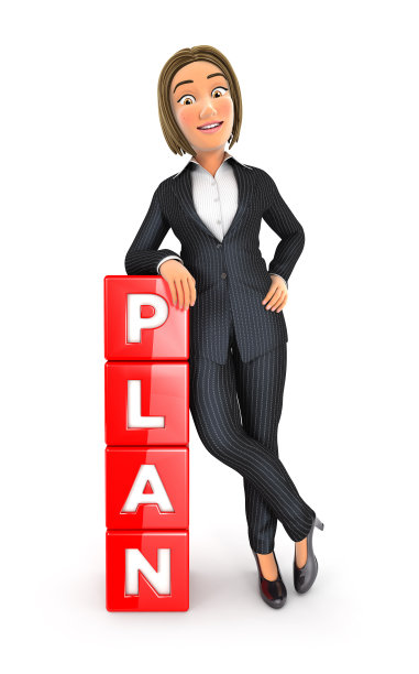 3d商业女性靠在计划字图片下载