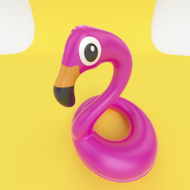 惊讶的睁大眼睛盯着火烈鸟，有趣的夏日omg哇派对概念，看着相机惊讶的谷歌动物，好奇的鸟，3d渲染图片下载