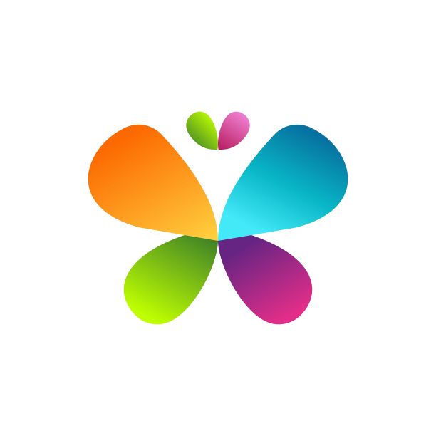 蝴蝶标志彩色蝴蝶图标向量美容和水疗符号设计图片下载