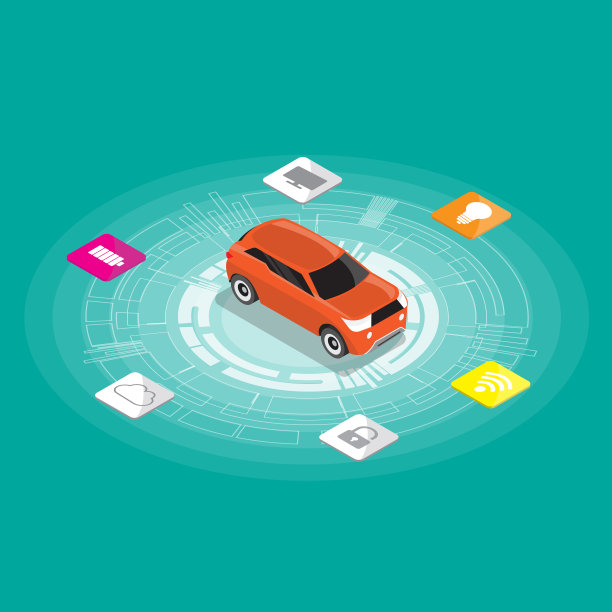 等距设计无人驾驶汽车技术特点，现代矢量插图概念，孤立在白色背景上。图片下载