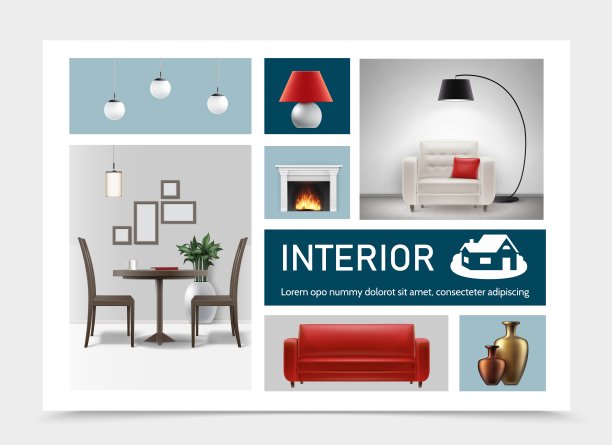 现实主义经典室内元素集合图片下载