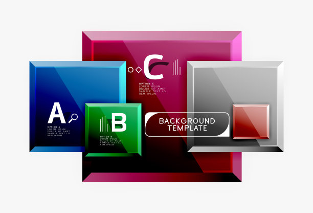 几何方形抽象横幅设计，光泽闪亮的效果图片下载