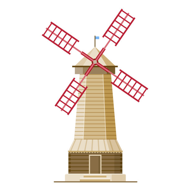 传统的风车孤立在白色背景上图片下载