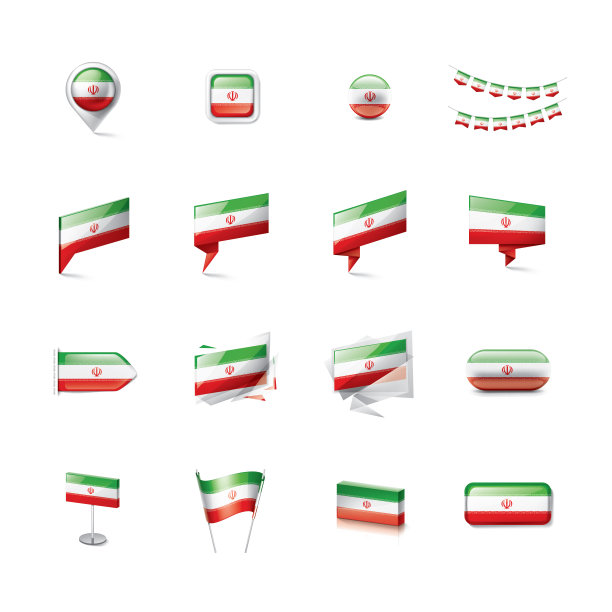 伊朗国旗，白色背景矢量插图图片下载