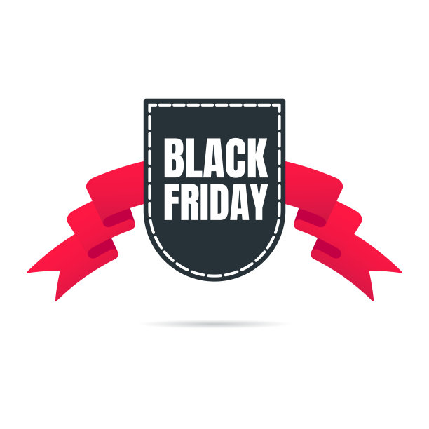 黑色星期五盾牌标签缎带徽章销售标签概念模板矢量插图孤立在白色的背景。网页横幅元素的网站和广告。折扣丝带标签设计。图片下载