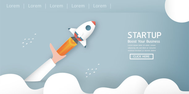 矢量插图与启动概念在剪纸，工艺和折纸风格。火箭在蓝天上飞行。模板设计的网页横幅，海报，封面，广告。儿童3D艺术工艺品。图片下载