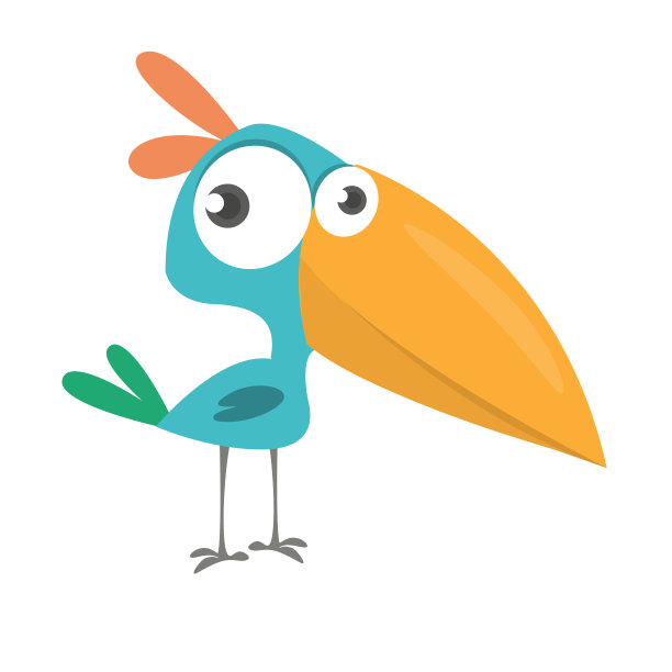 有趣的蓝鸟卡通。矢量图图片下载