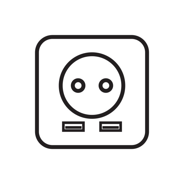 USB端口和EU插头插座图标图片下载